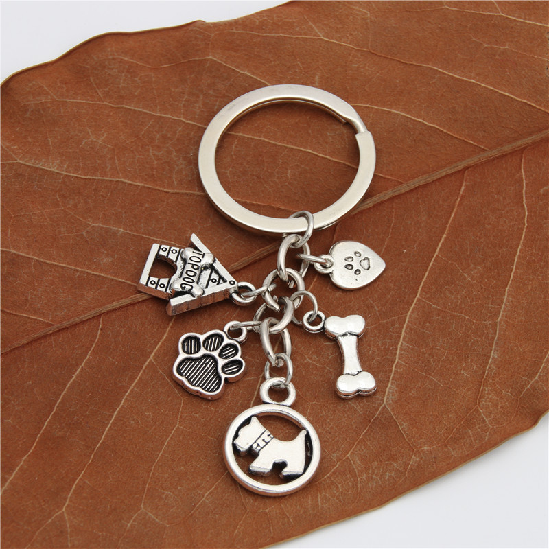 Cute Dachshund Dog Keychain I Love Dog Charm Dog Claw Pendant Keychain Pet Animal Jewelry Gifts