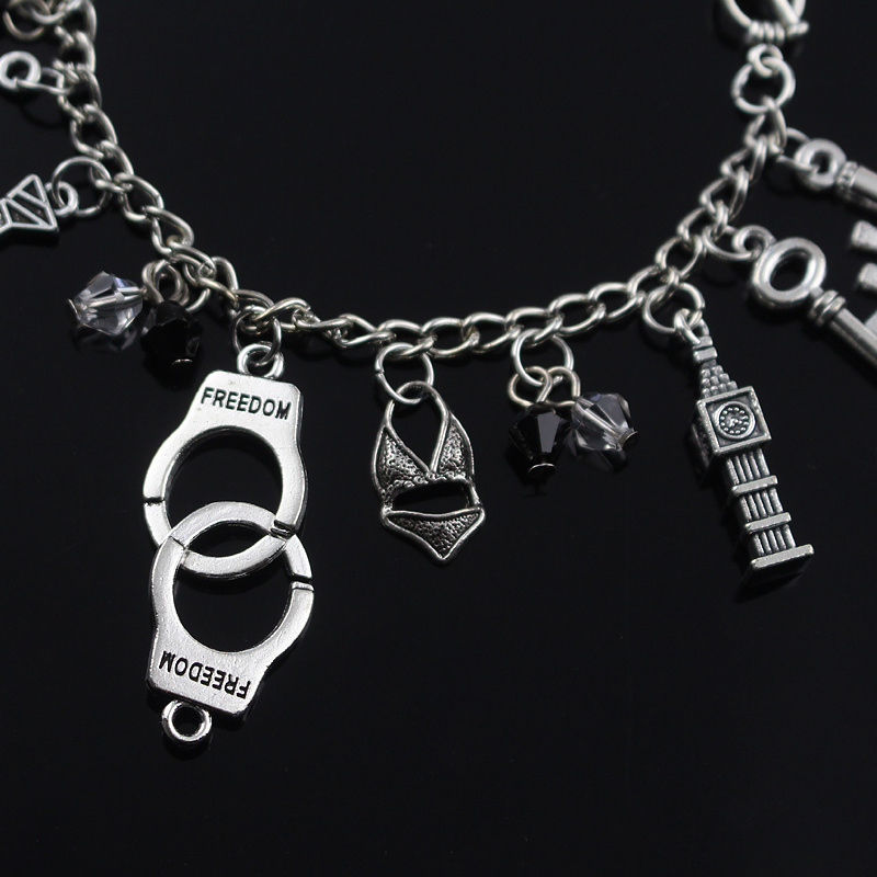 Movie Jewelry 50 Fifty Shades Of Grey Fashion Charm Bracelet Hand Catenary Tie Handcuffs Gray Bracelets Crime Bracelet