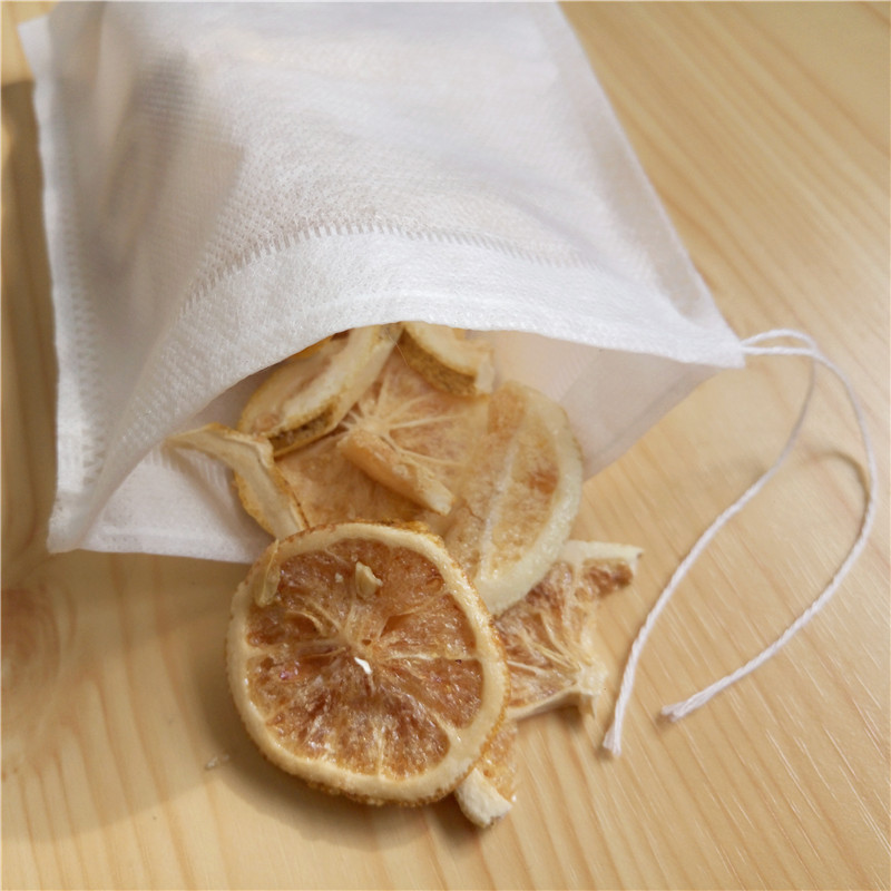 Food grade biodegradable drawstring non woven tea bag for Loose Tea Herbs