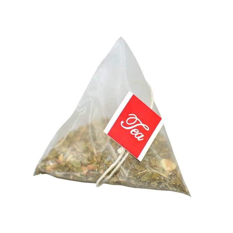 organic empty biodegradable peppermint biodegradable pyramid silk nylon triangle tea bag with string and custom logopackaging