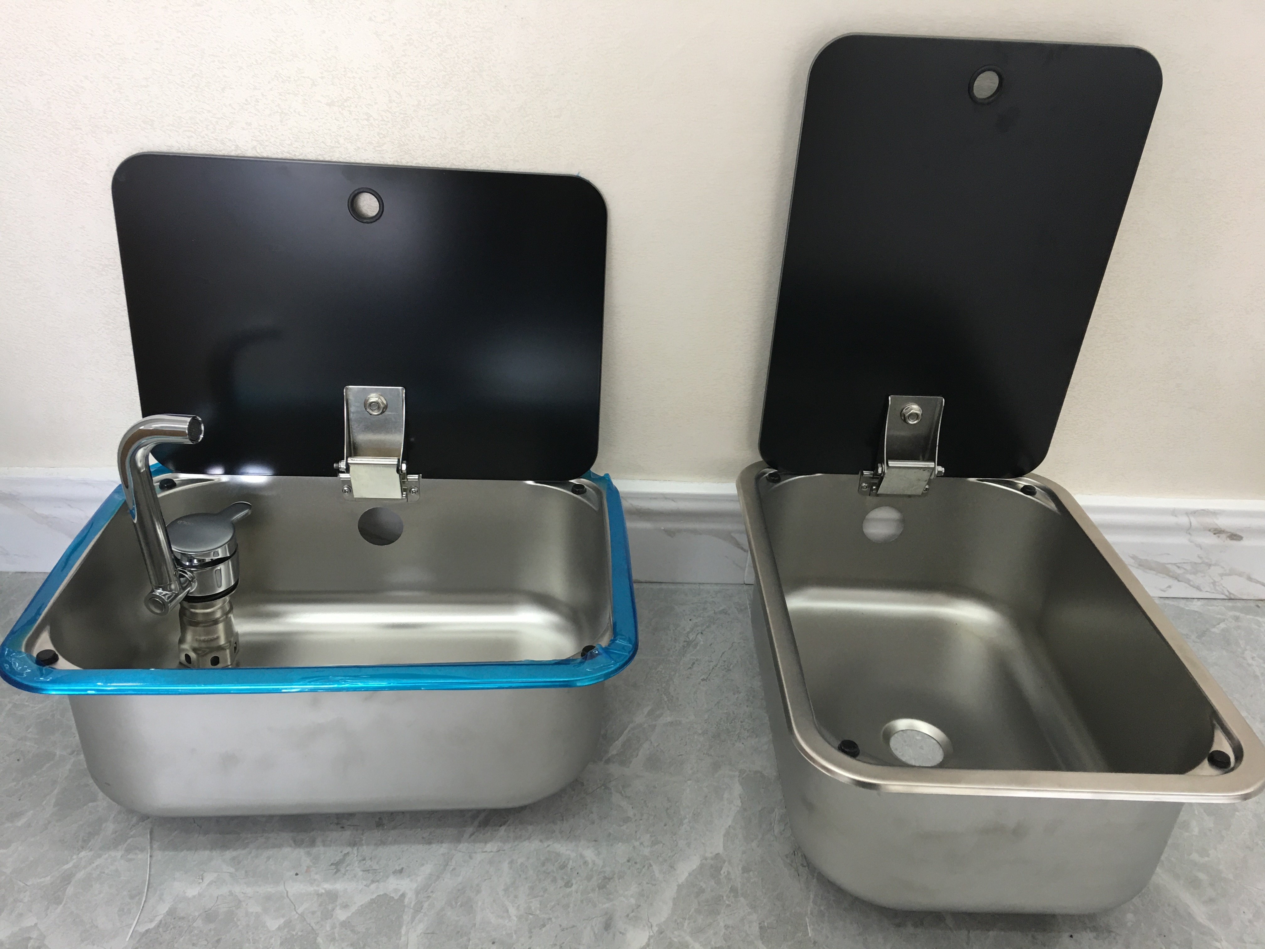 RVS&Campers Used Stainless Steel Hand Wash Basin Kitchen Sink with lid