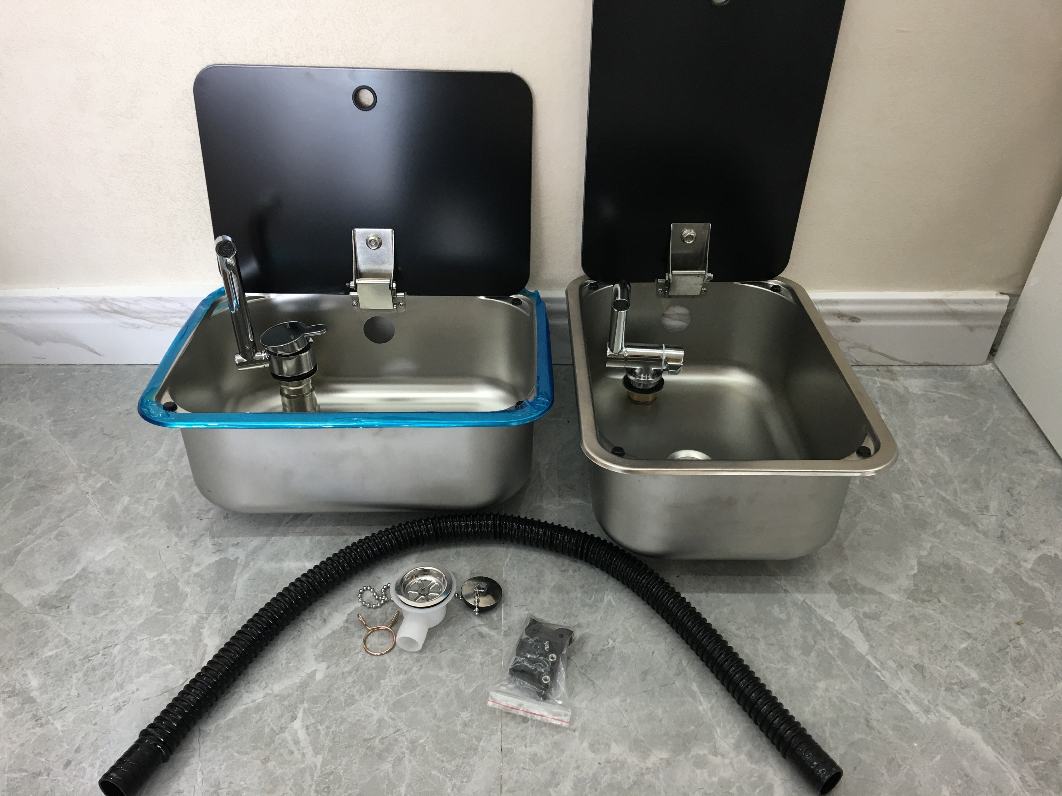 RVS&Campers Used Stainless Steel Hand Wash Basin Kitchen Sink with lid