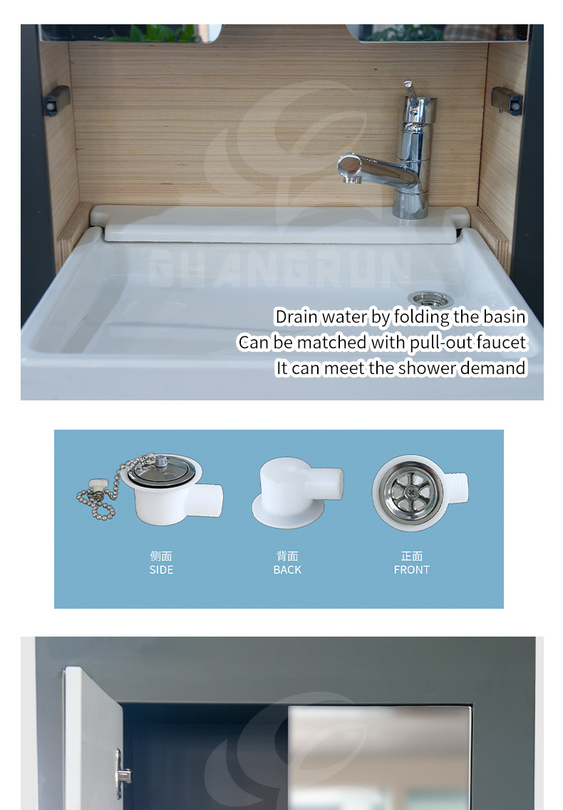 RVS  caravan  Campers  traveling trailers  acrylic plastic  foldable folding sink with faucet  and mirror in bathroom Y441