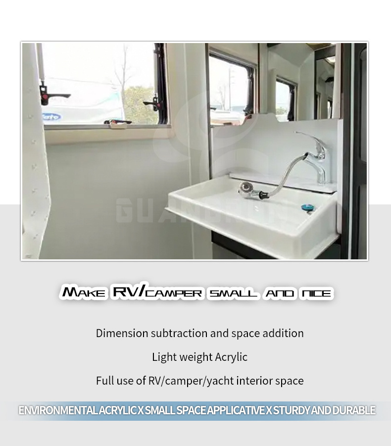 RVS  caravan  Campers  traveling trailers  acrylic plastic  foldable folding sink with faucet  and mirror in bathroom Y441