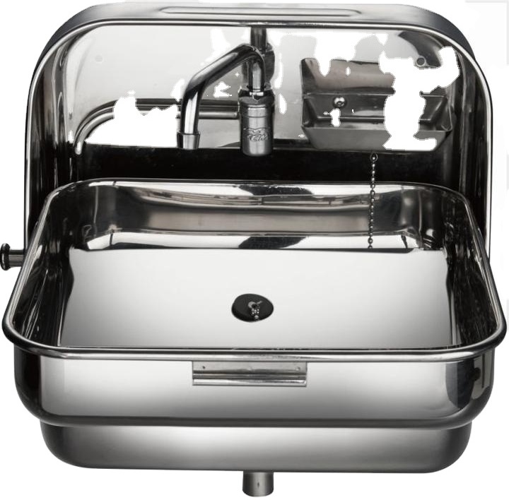 Modern Single Bowl Kitchen Sink GR-595 camper parts Wallmount Stainless Steel Foldable and Brushed with Faucet