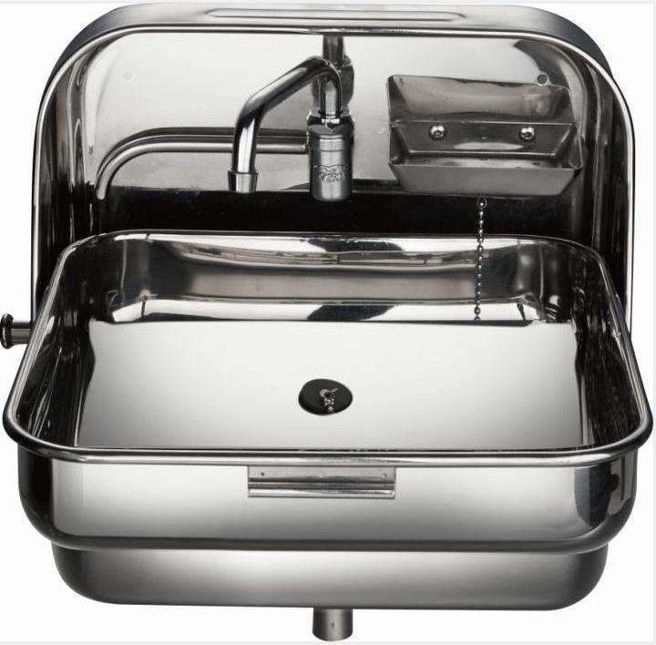 Modern Single Bowl Kitchen Sink GR-595 camper parts Wallmount Stainless Steel Foldable and Brushed with Faucet