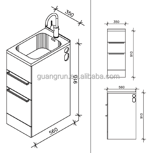 Australia New Zealand Hot Sale Commercial Stainless Steel Laundry Tub Cabinet GR-X3556A