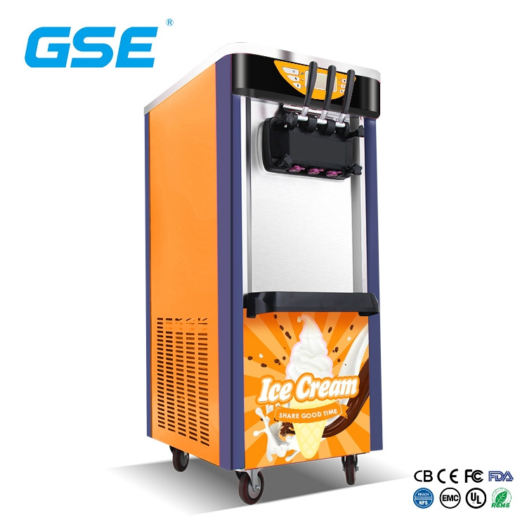 CE commercial soft ice cream machine three flavors used soft ice cream machine