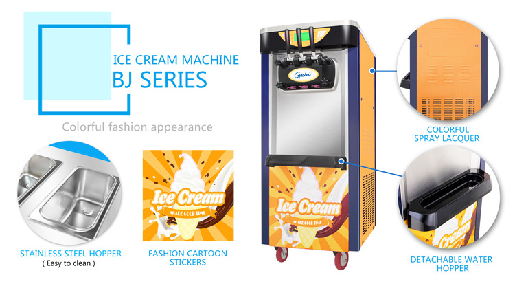 CE commercial soft ice cream machine three flavors used soft ice cream machine