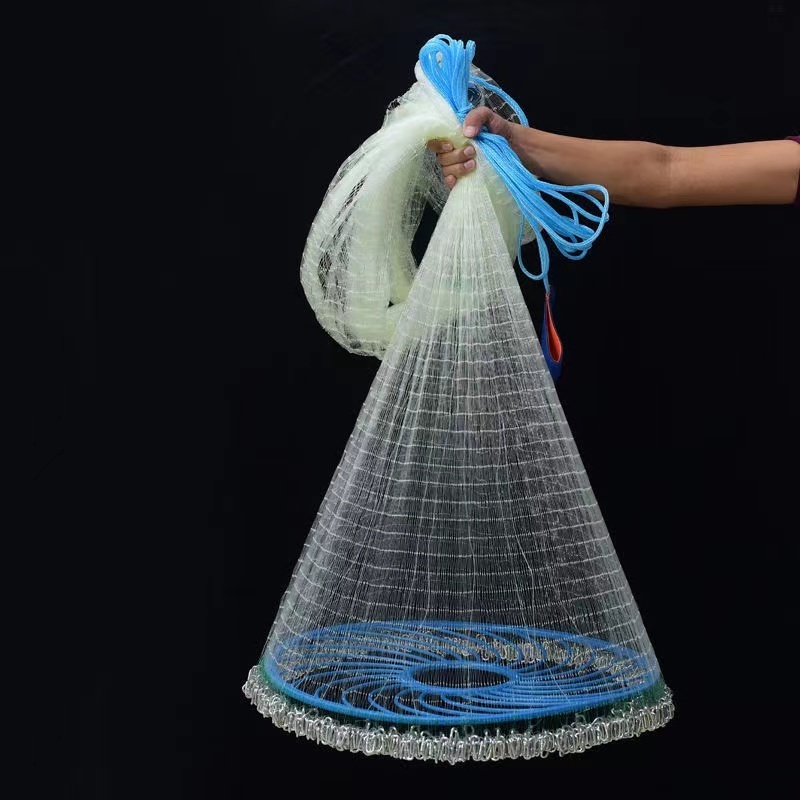 Catch more bait fishes with optimal mesh size and fast sink speed, iron chains weighted cast nets