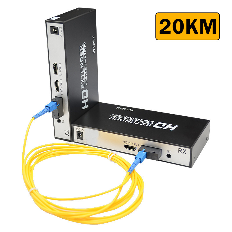 20KM HDMI Extender over IP via Optical Fiber 1080P Fiber Transmitter and Receiver with Loop Out IR for broadcat av