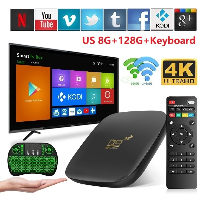 D9 Smart TV Box Global Version TV Box S 4K Android 10.0 HDR 2.4G 8G WiFi Blue Tooth Smart TV Box Media Player 24 Languages