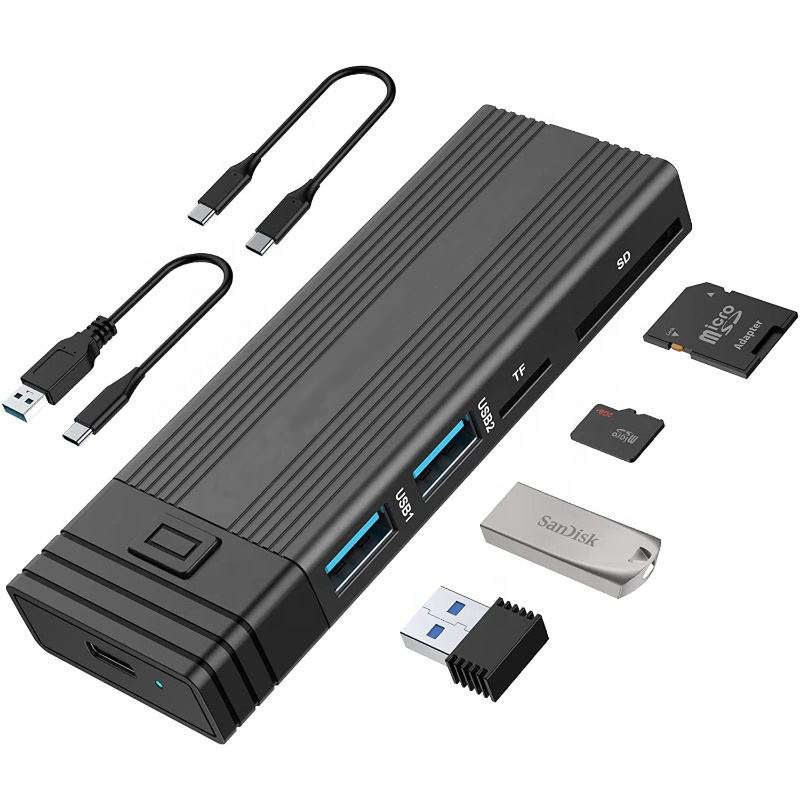 5 in 1 M.2 NVME SSD Enclosure USB-C Hubs USB2.0 External Adapter Type C Docking Station with SD TF Card Reader SATA M.2 SSD Box