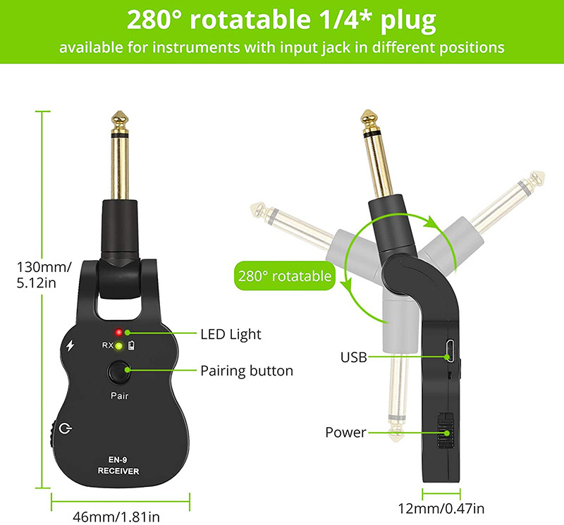 Updated Best Quality Wireless Guitar System 2.4G Guitar Transmitter Receiver For Electric Guitar Bass music instrument pickup CE