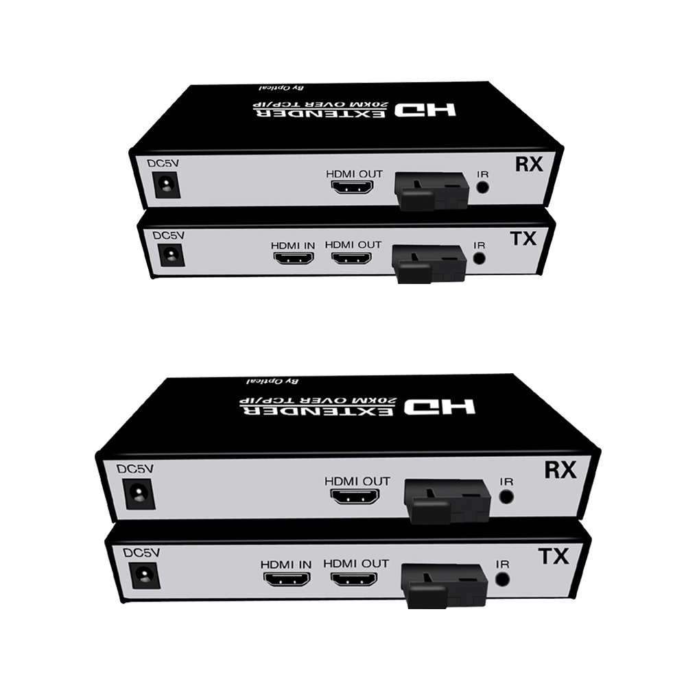 20KM HDMI Extender over IP via Optical Fiber 1080P Fiber Transmitter and Receiver with Loop Out IR for broadcat av