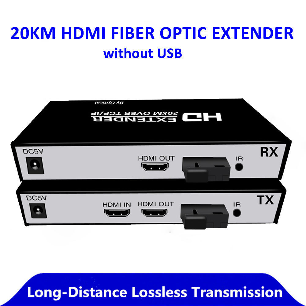 20KM HDMI Extender over IP via Optical Fiber 1080P Fiber Transmitter and Receiver with Loop Out IR for broadcat av