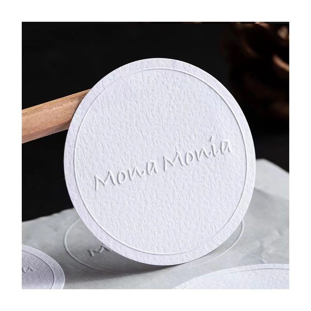 personalized custom Self adhesive textured special paper embossed logo labels sticker