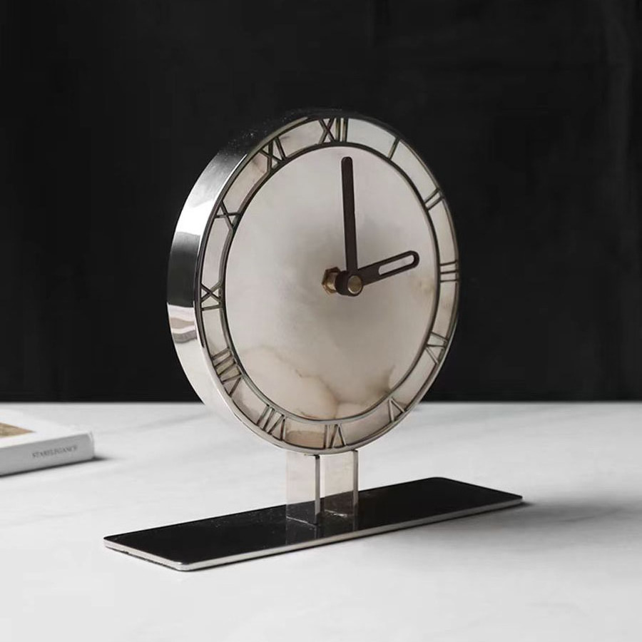 Modern Natural Marble Standing Clock Pendulum High-end Desktop Home Decor Clock Study Living Room Office Hotel Party Decorations