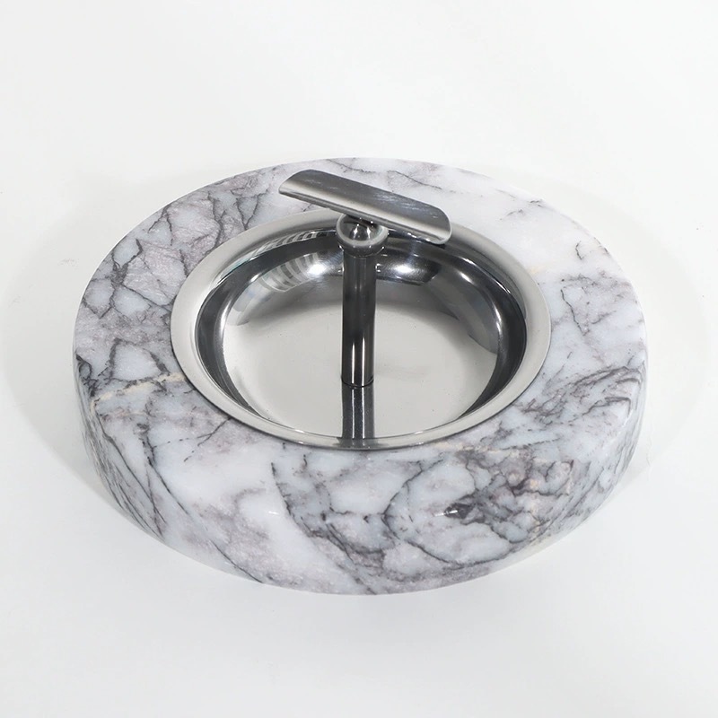 Modern luxury marble geometric ashtray, simple metal home decorations original design,  room hotel creative decorative ornaments