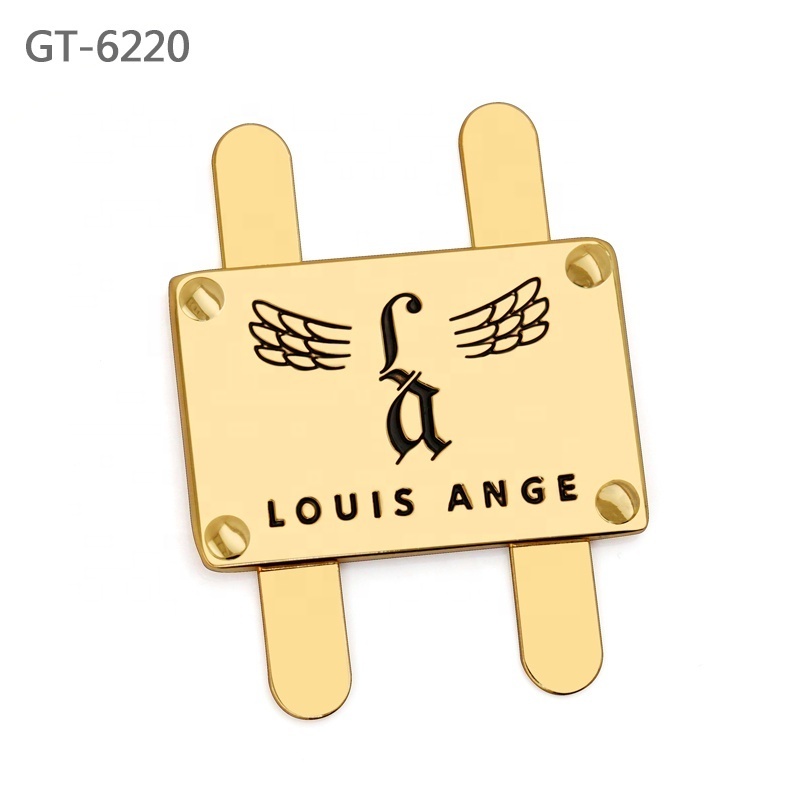 Garment hardware accessories gold metal letter label custom hat metal logo plate