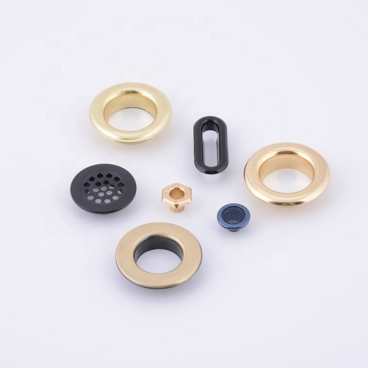 High quality eyelets decoration hardware 25mm Oval shape light gold metal brass eyelets for belt strap