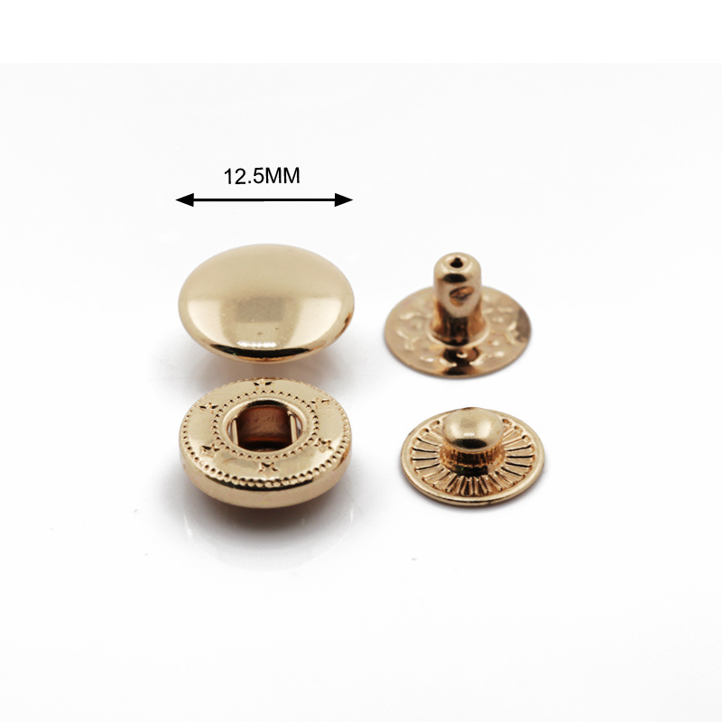 Buttons supplier different colors round 12.5 mm four parts brass snap fasteners for garment clothing