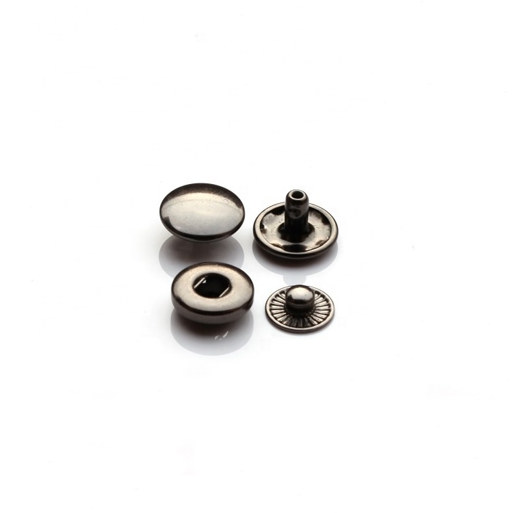 Sample Available Hot Sale Nickel Free Silver Colored 10mm Four Parts Metal Hidden Snap Buttons for Garment