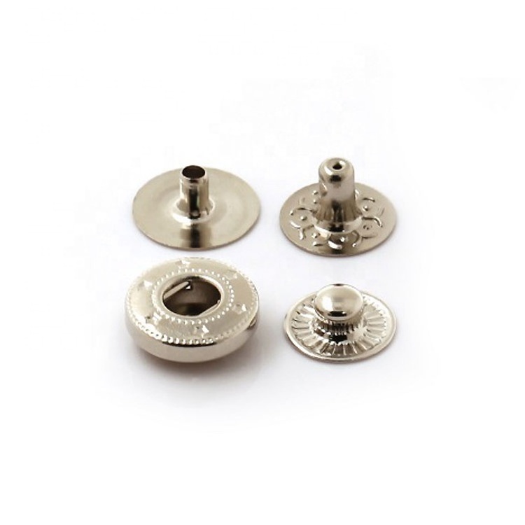 Sample Available Hot Sale Nickel Free Silver Colored 10mm Four Parts Metal Hidden Snap Buttons for Garment