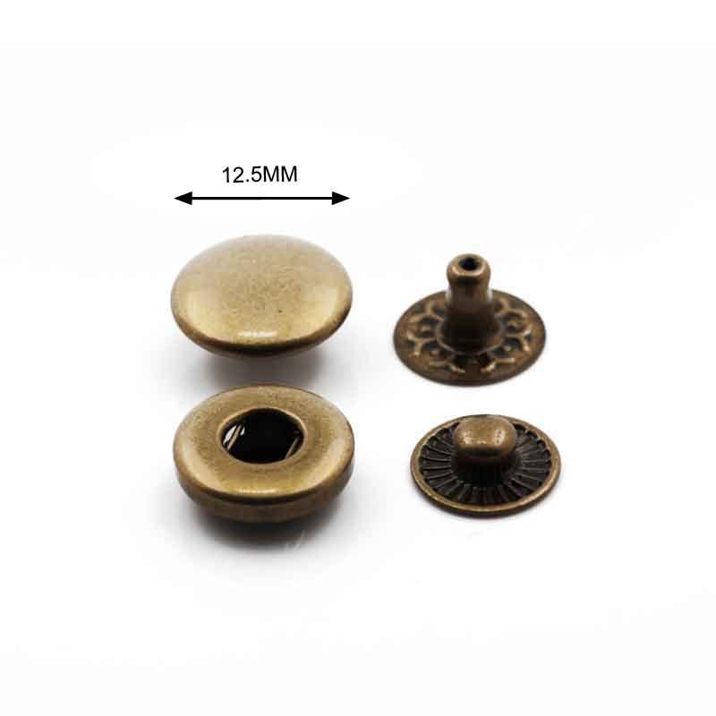 Buttons supplier different colors round 12.5 mm four parts brass snap fasteners for garment clothing