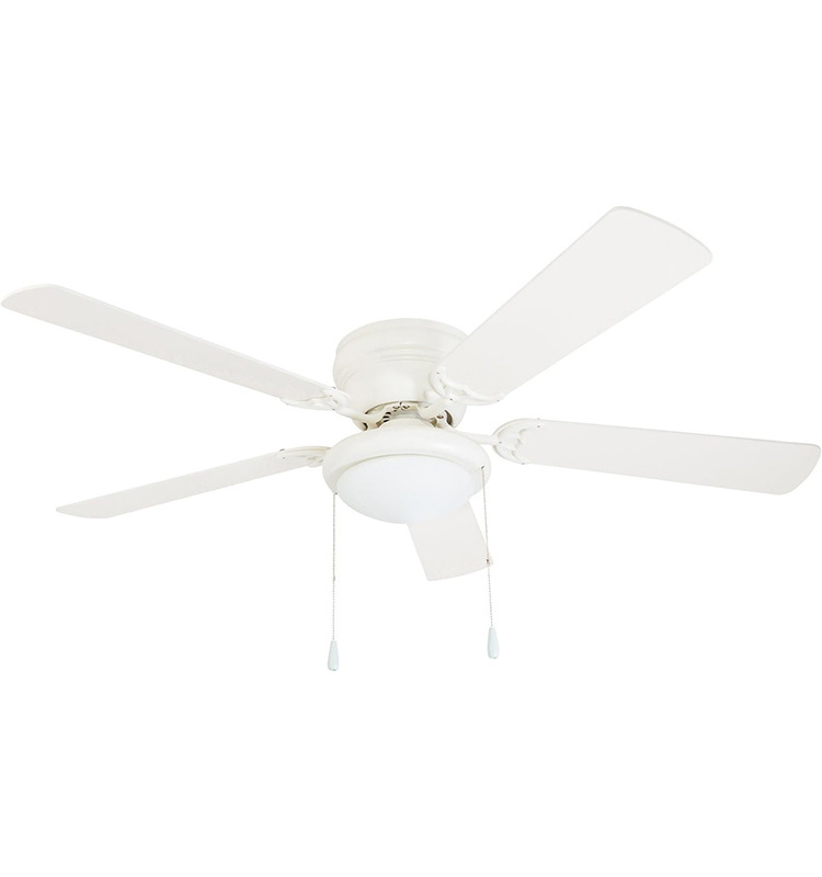 52 inch White Ceiling Fan Design with 5 Reversible Wooden Blades with Light Kit, Modern Simple Electric Metal Mechanical