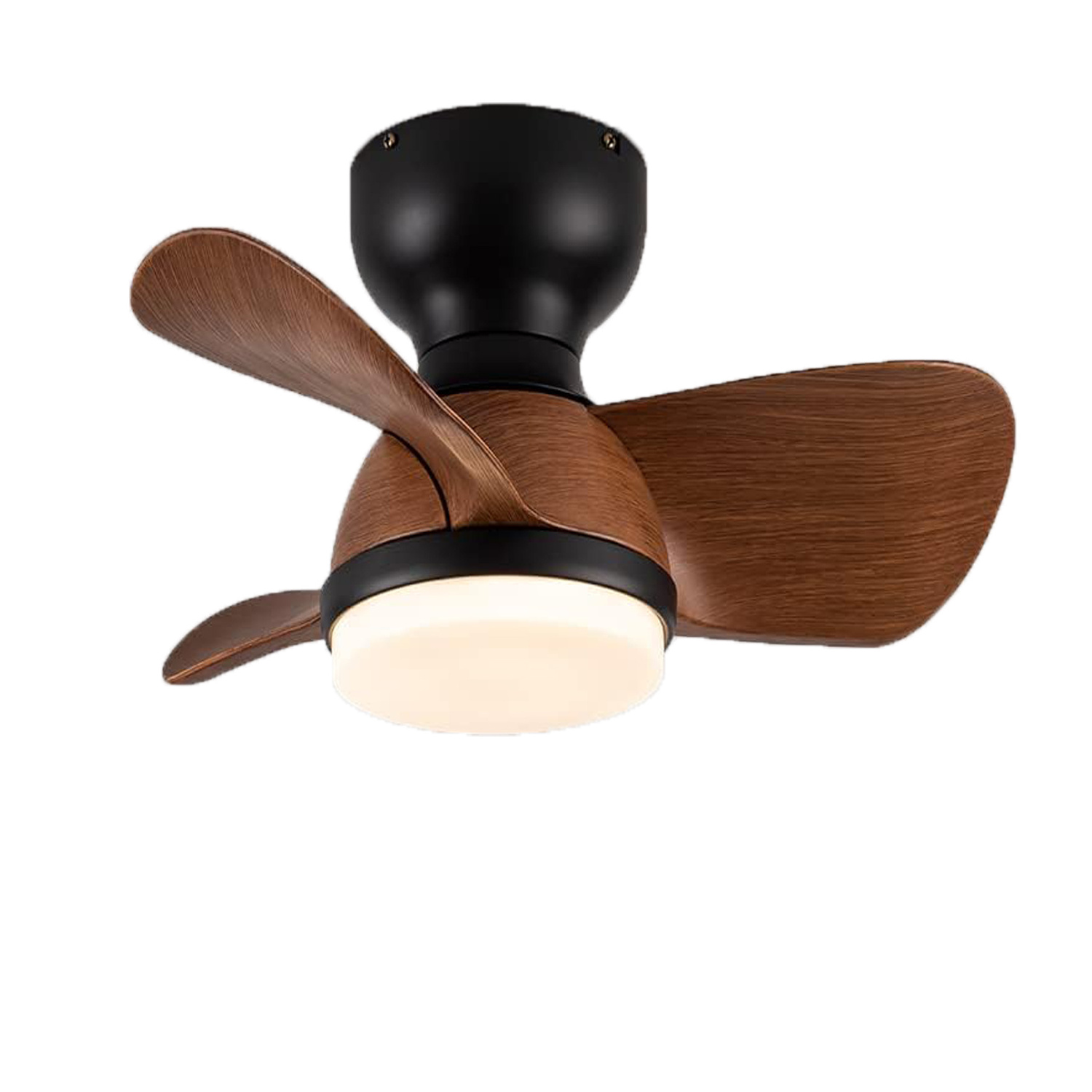 22 Inch Small Black Ceiling Fan with Lights, Modern Low Profile 3 Blade Ceiling Fans Flush Mount for Indoor and Outdoor Space