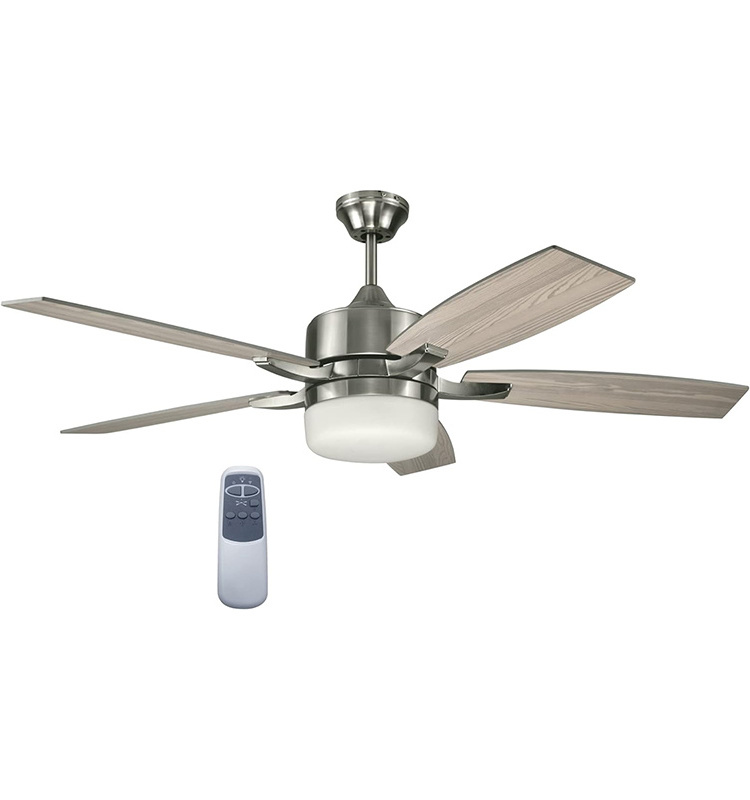 52-inch Five Blade Contemporary Indoor Ceiling Fan Remote Control Kit with LED Light Kit and Remote Control, Brushed Nickel