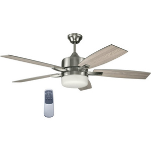 52-inch Five Blade Contemporary Indoor Ceiling Fan Remote Control Kit with LED Light Kit and Remote Control, Brushed Nickel