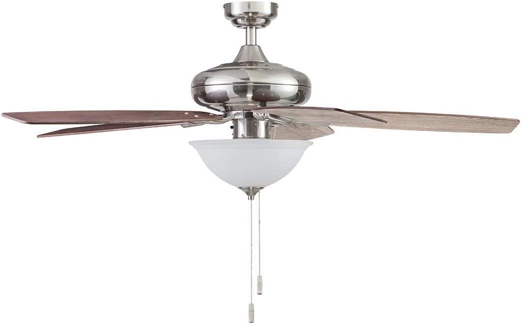 52 Inch Traditional Indoor LED Ceiling Fan with Light, Pull Chain, Three Mounting Options, 5 Dual Finish Blades,Reversible Motor