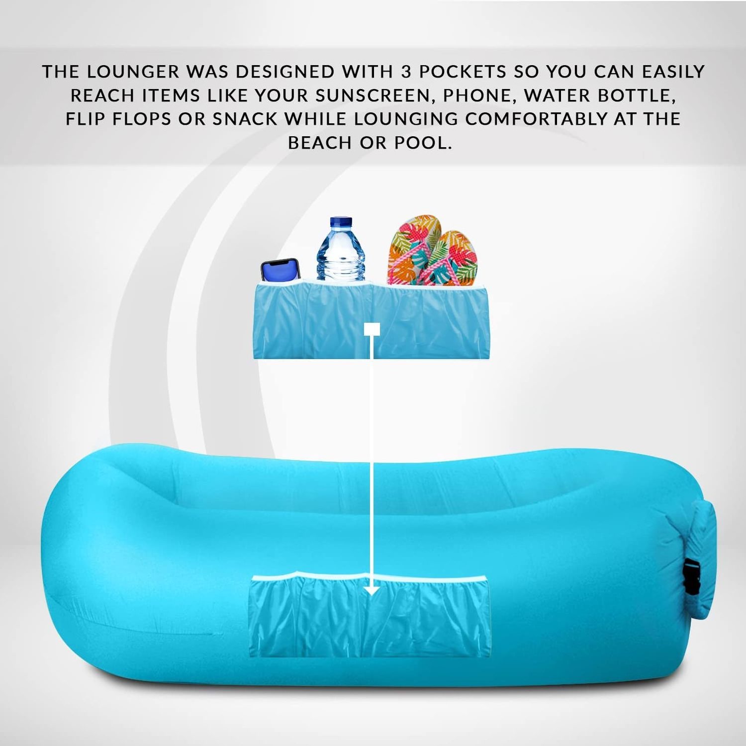 Inflatable Lounger Air Sofa Perfect for Beach Chair Camping Chairs or Portable Hammock and Includes Travel Bag Pouch and Pockets