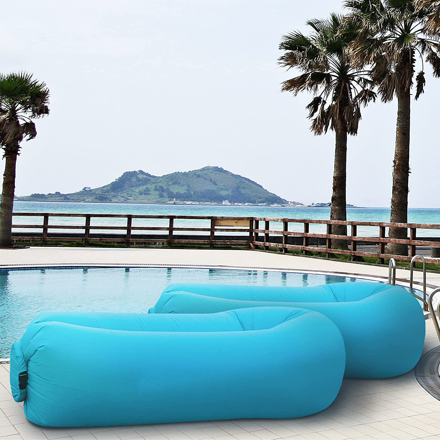 Inflatable Lounger Air Sofa Perfect for Beach Chair Camping Chairs or Portable Hammock and Includes Travel Bag Pouch and Pockets