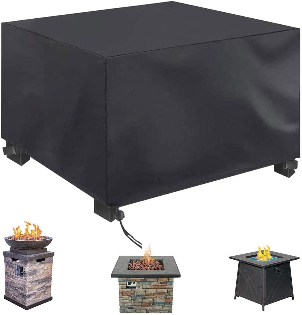 Fire Pit Cover Square, Furniture Covers Patio 33x33x24 Inch, Gas Fire Pit Cover 420D Heavy Duty Cover Fabric with PU Coating