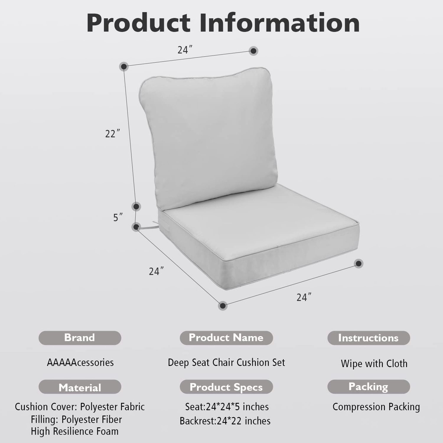 Outdoor Waterproof Deep Seat Cushion Replacement Customization Chair Cushion Set Outdoor Cushions For Patio Furniture