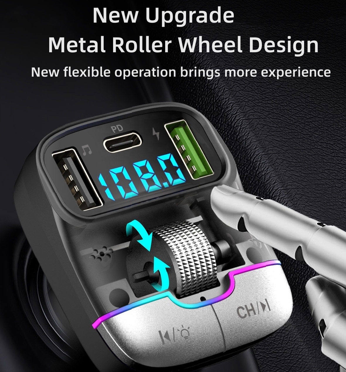 Dual USB Qc PD FM Modulator Audio Adapter Car Charger Cigarette lighter 5.4 Car Mp3 Player fm transmitter bluetooth 5.3 for car