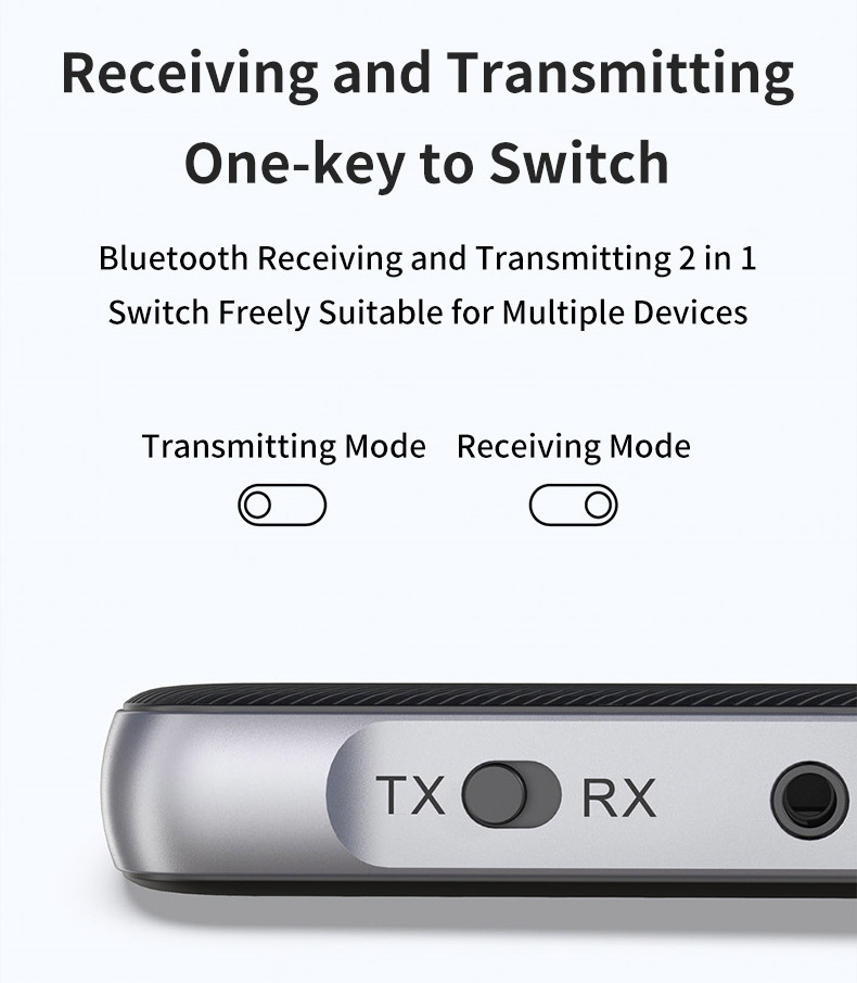 Transmitter and Receiver 2-in-1 Bluetooth Aux Adapter Car with Audio Jack Auto Reconnect for Car TV PC Speaker Lorry Motorcycle