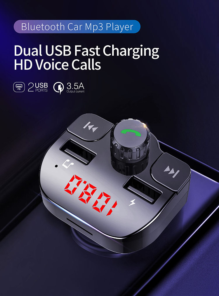 2023 cheapest G15  Handsfree Wireless Bluetooth Car usb MP3 music Player  bt car charger handsfree stereo fm transmitter mp3