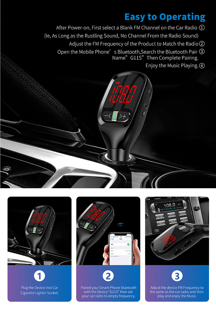 Newest G11s FM Car Charger wireless FM transmitter MP3 player fm modulator with Digital Display