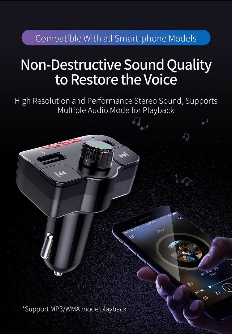 2023 cheapest G15  Handsfree Wireless Bluetooth Car usb MP3 music Player  bt car charger handsfree stereo fm transmitter mp3