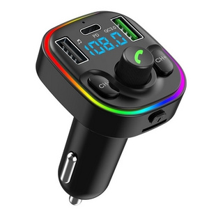 7 Color TF Dual USB c handsfree Qc Fast Car charger Audio Car MP3 Player Kit Wireless Bluetooth fm transmitter modulator For Car