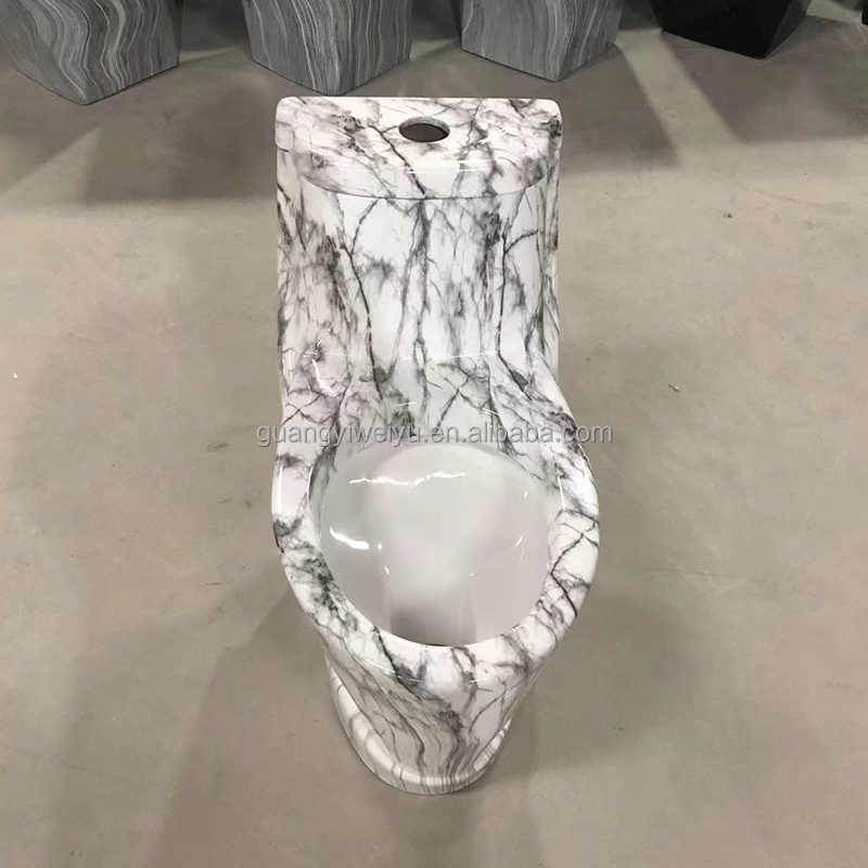 custom make ceramic toilets black stone pattern one piece Washdown water closet with marble toilet seat