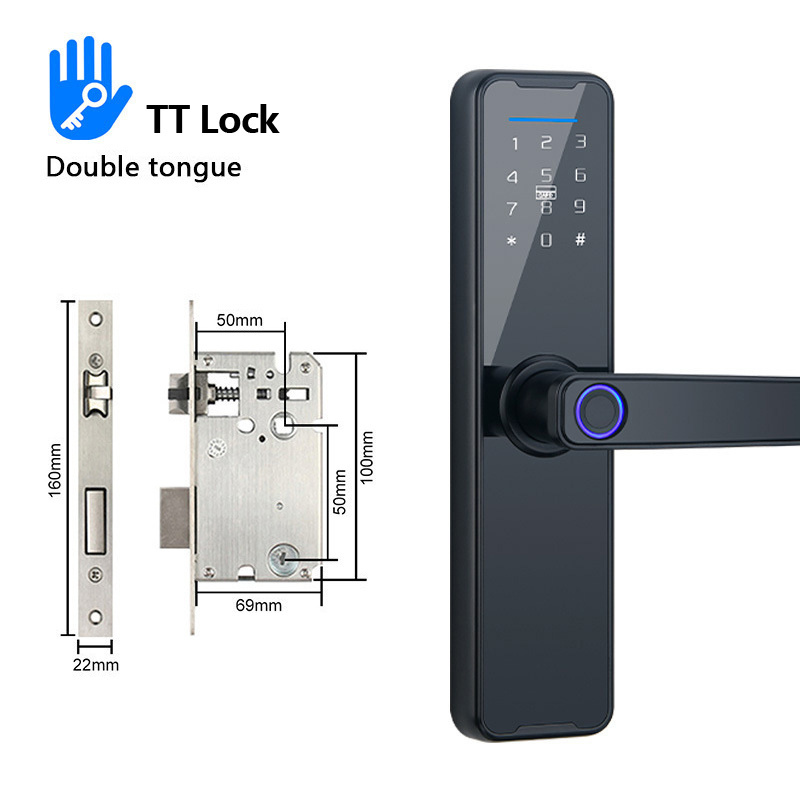 Tuya  TTLOCK wooden door office room bedroom handle door lock electronic code room door Smart lock household fingerprint lock