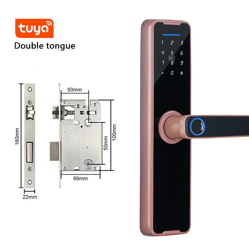 Tuya  TTLOCK wooden door office room bedroom handle door lock electronic code room door Smart lock household fingerprint lock