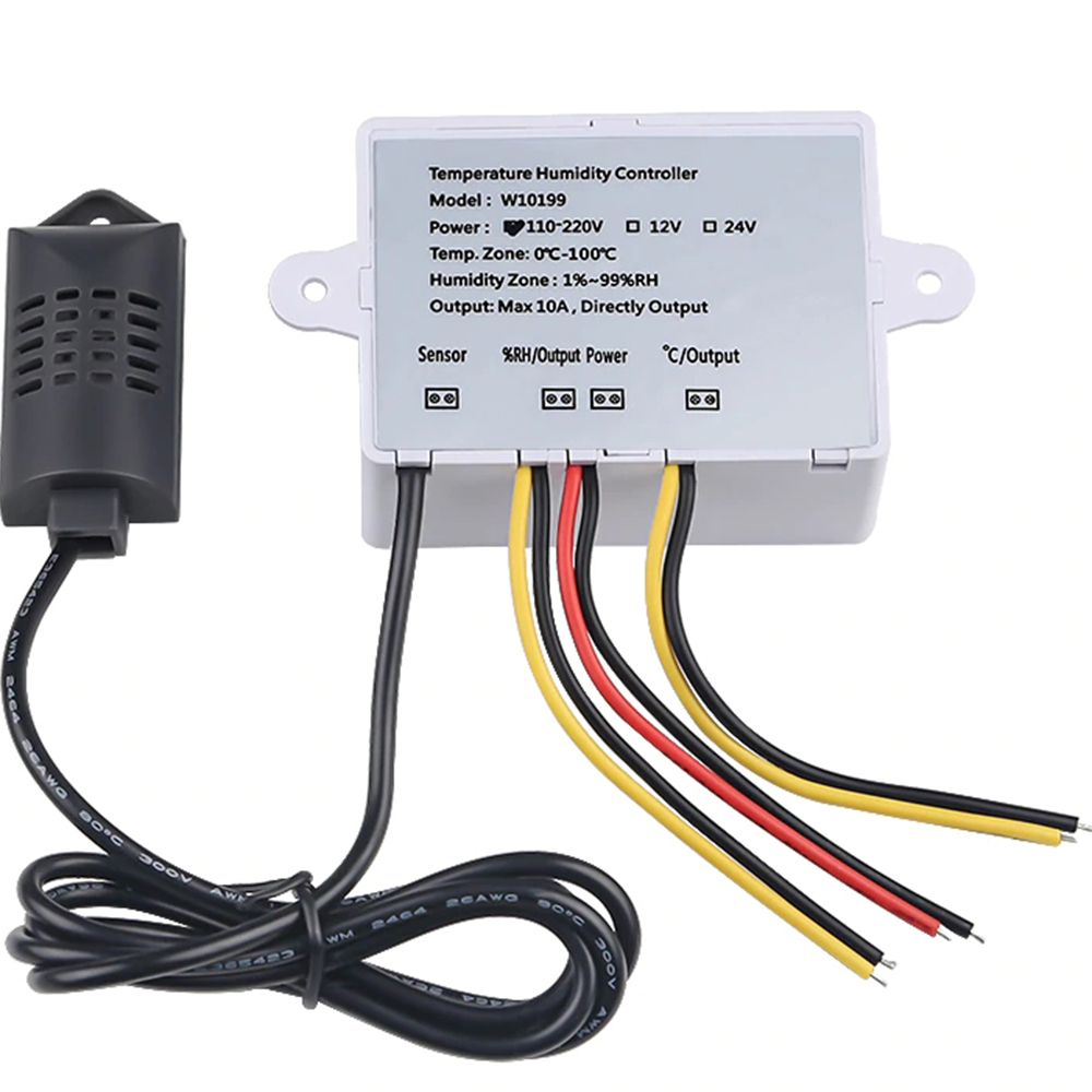 Incubator Cooling Heating Switch Thermostat NTC Sensor 12V 24V AC110-220V Digital Temperature Humidity Controller XK-W1099