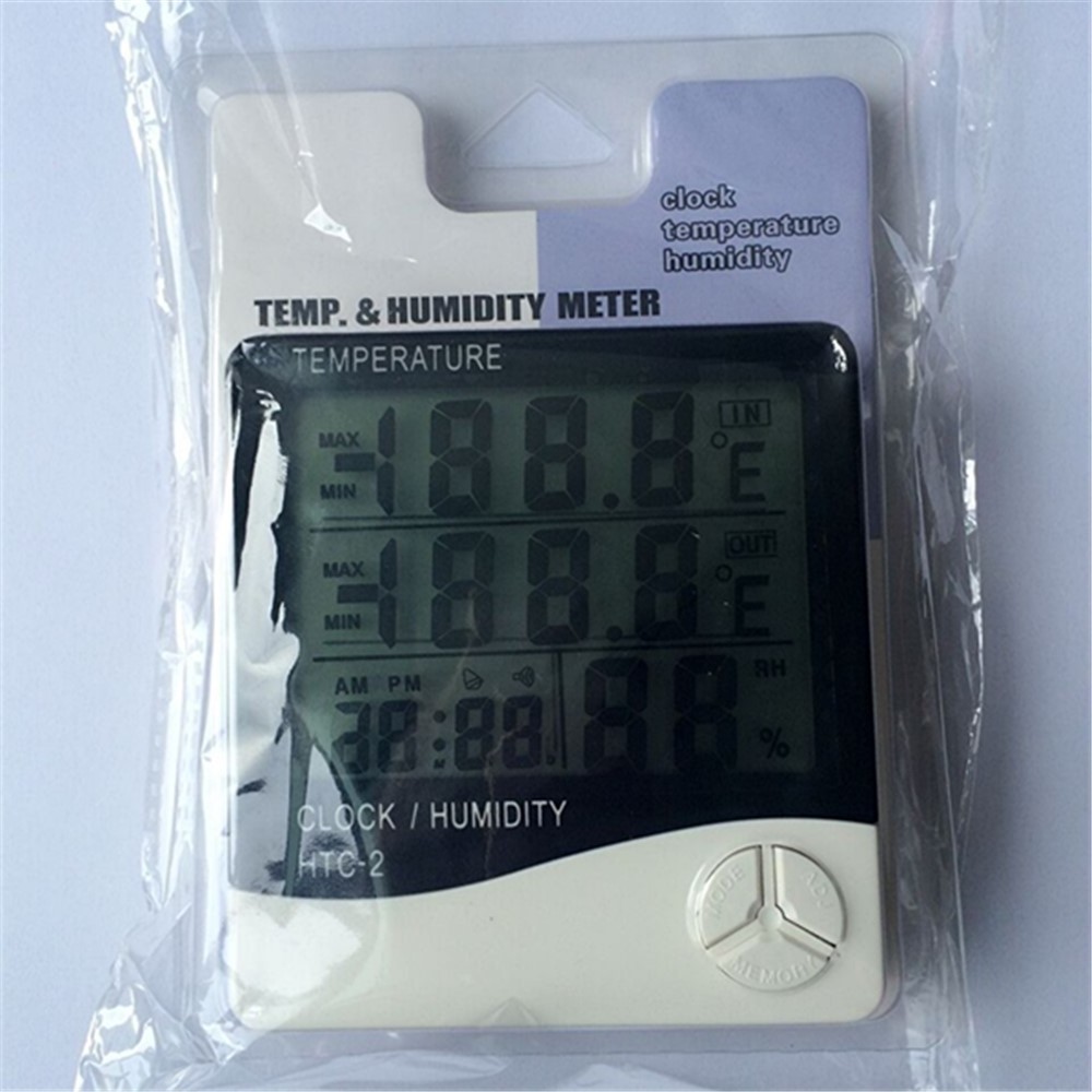 HTC-2 Indoor Outdoor Thermometer Hygrometer Digital LCD C/F Temperature Humidity Meter Alarm Clock