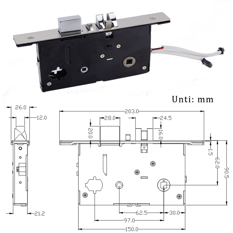 Smart Zinc Alloy Hotel separate handle door lock Indoor Room Smart split lock for wooden doors